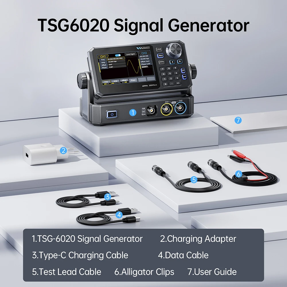 TSG6020 60MHz Dual Channel Fun - Dual Channel Arbitrary Waveform Function Generator 60Mhz 评论和价格